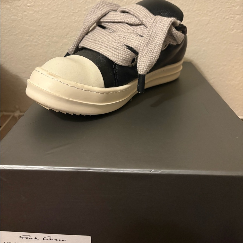 Rick Owens Black and Cream Sneakers